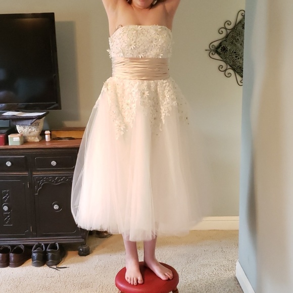 Ivory t-length wedding dress - Picture 6 of 8